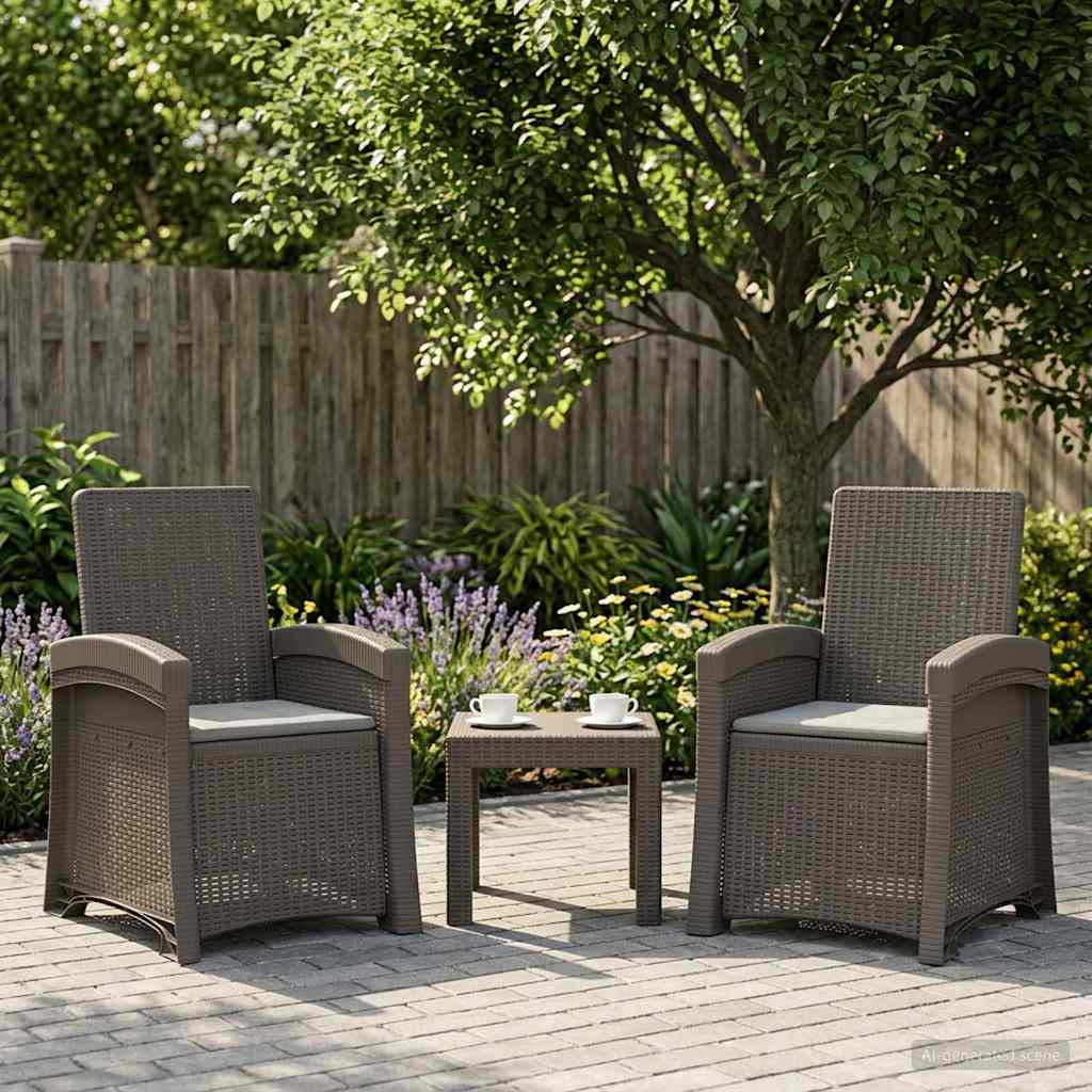 Liegesessel Garten Rattan-Optik 2 pcs Hellgrau PP