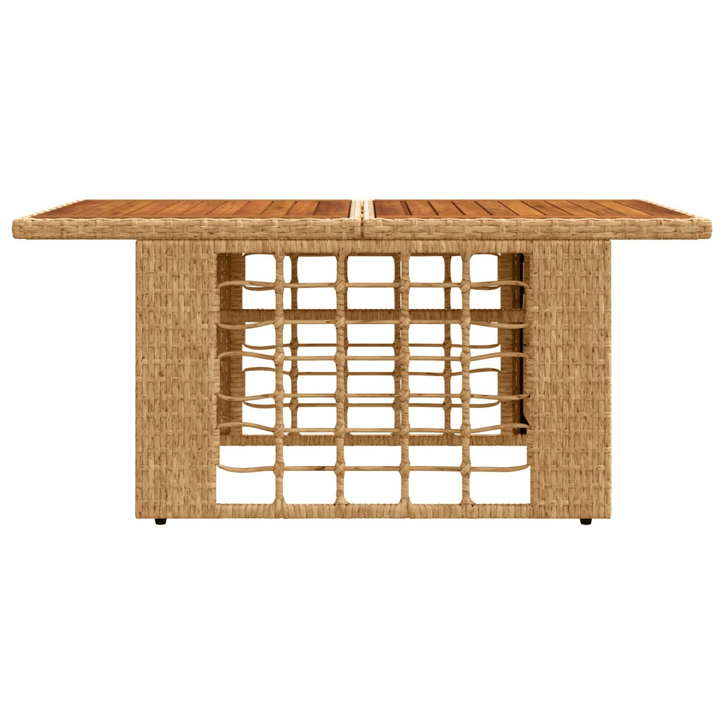 Gartentisch Natur 100 x 55 x 37 cm PE Rattan und Glas
