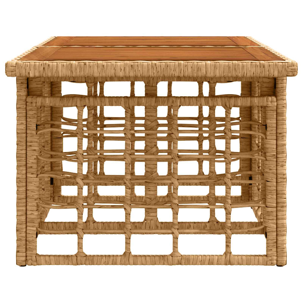 Gartentisch Natur 100 x 55 x 37 cm PE Rattan und Glas