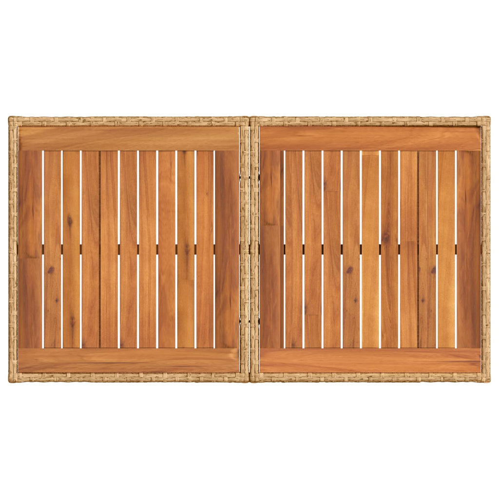 Gartentisch Natur 100 x 55 x 37 cm PE Rattan und Glas