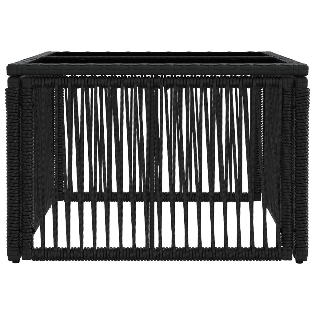 Gartentisch Schwarz 55 x 55 x 37 cm PE Rattan und Glas