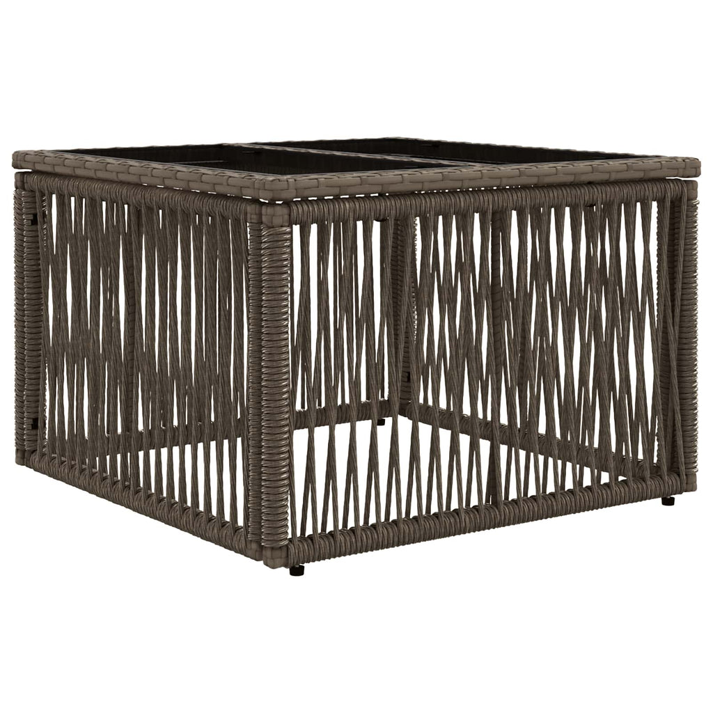 Gartentisch Grau und Schwarz 55 x 55 x 37 cm PE Rattan und Glas