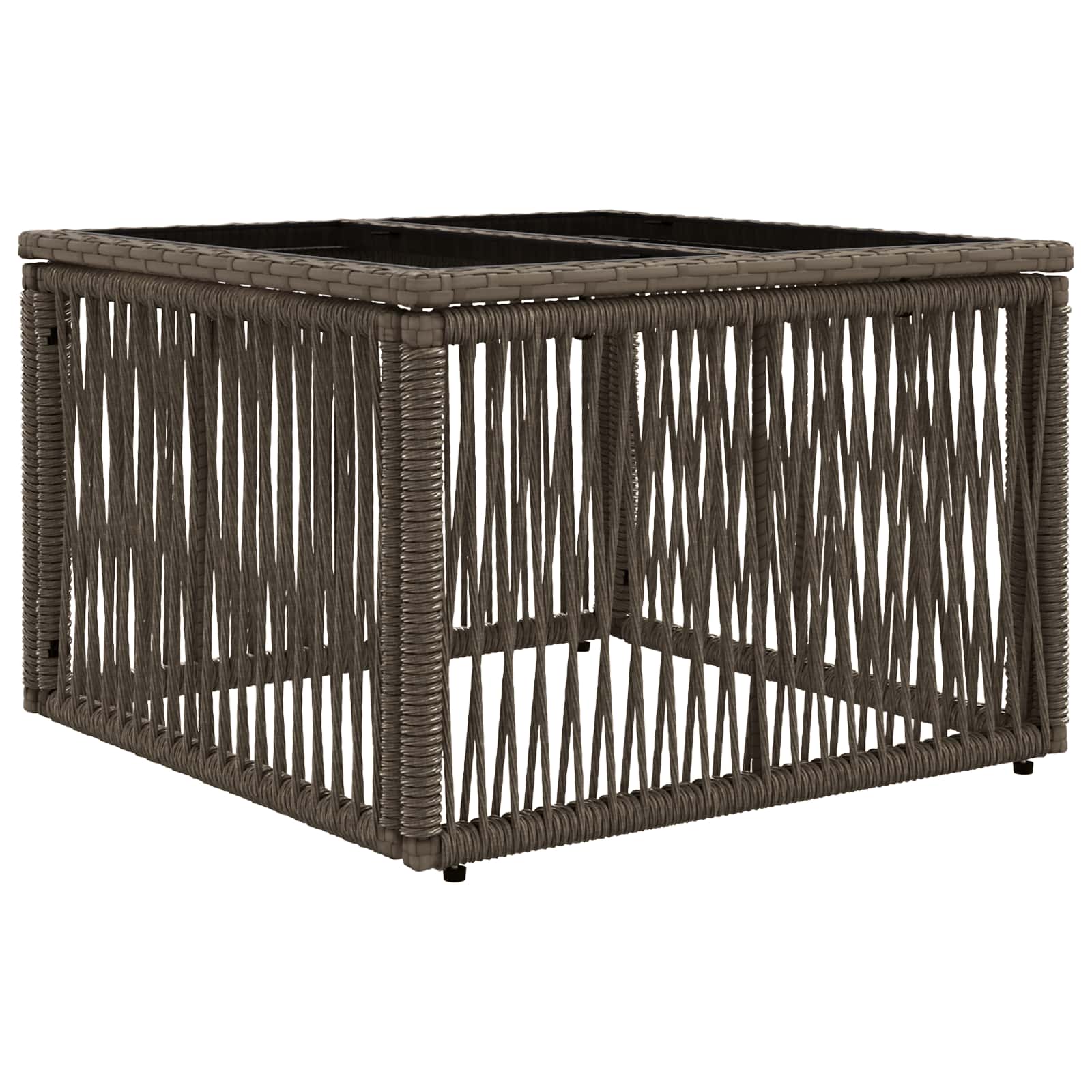 Gartentisch Grau und Schwarz 55 x 55 x 37 cm PE Rattan und Glas