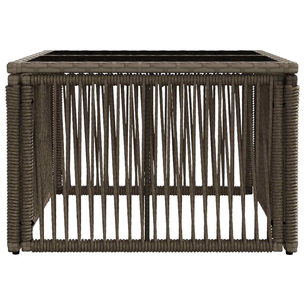 Gartentisch Grau und Schwarz 55 x 55 x 37 cm PE Rattan und Glas