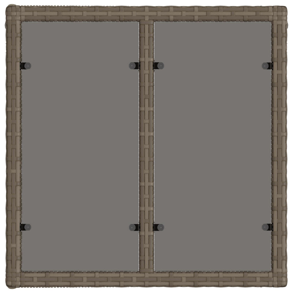 Gartentisch Grau und Schwarz 55 x 55 x 37 cm PE Rattan und Glas