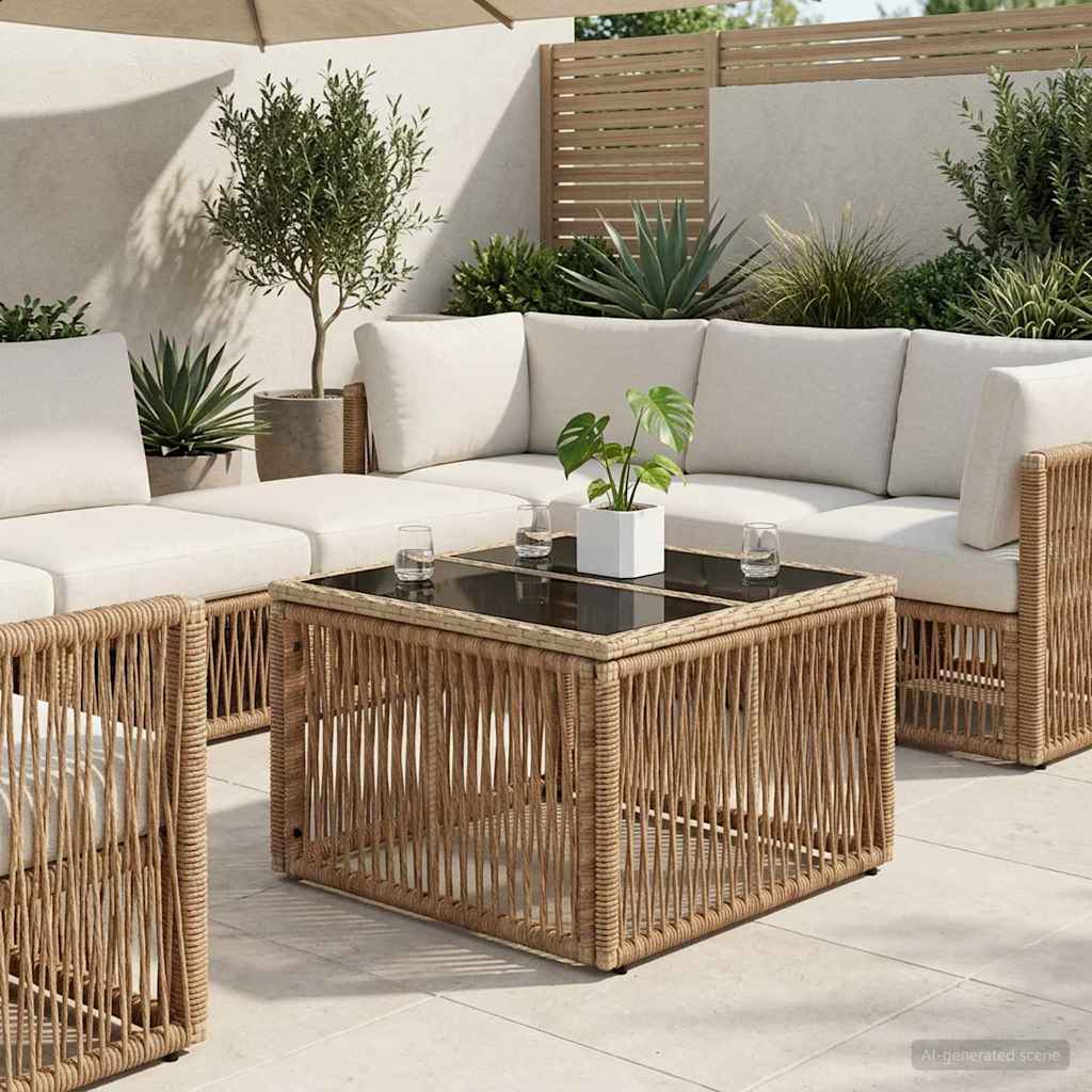 Gartentisch Beige und Schwarz 55 x 55 x 37 cm