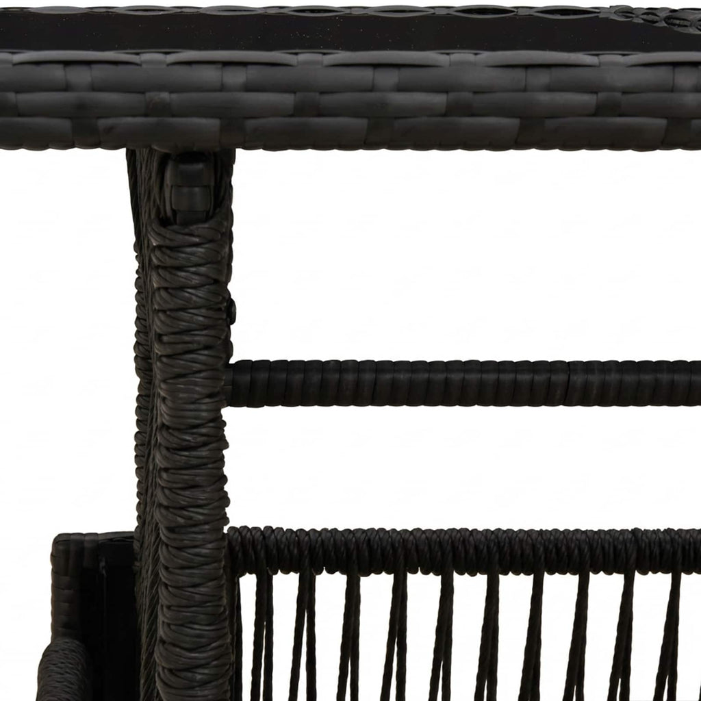 Gartentisch Schwarz 100 x 55 x 37 cm PE Rattan und Glas