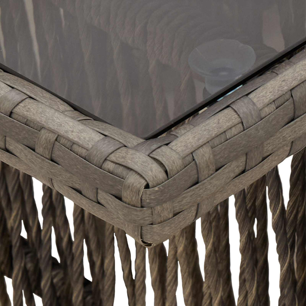 Gartentisch Grau 100 x 55 x 37 cm PE Rattan und Glas