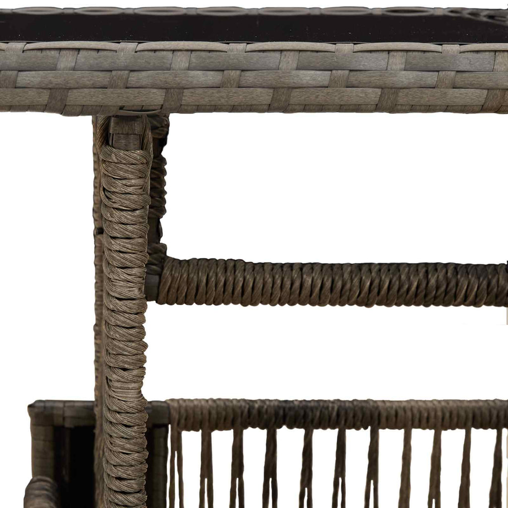 Gartentisch Grau 100 x 55 x 37 cm PE Rattan und Glas