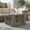 Gartentisch Grau 100 x 55 x 37 cm PE Rattan und Glas