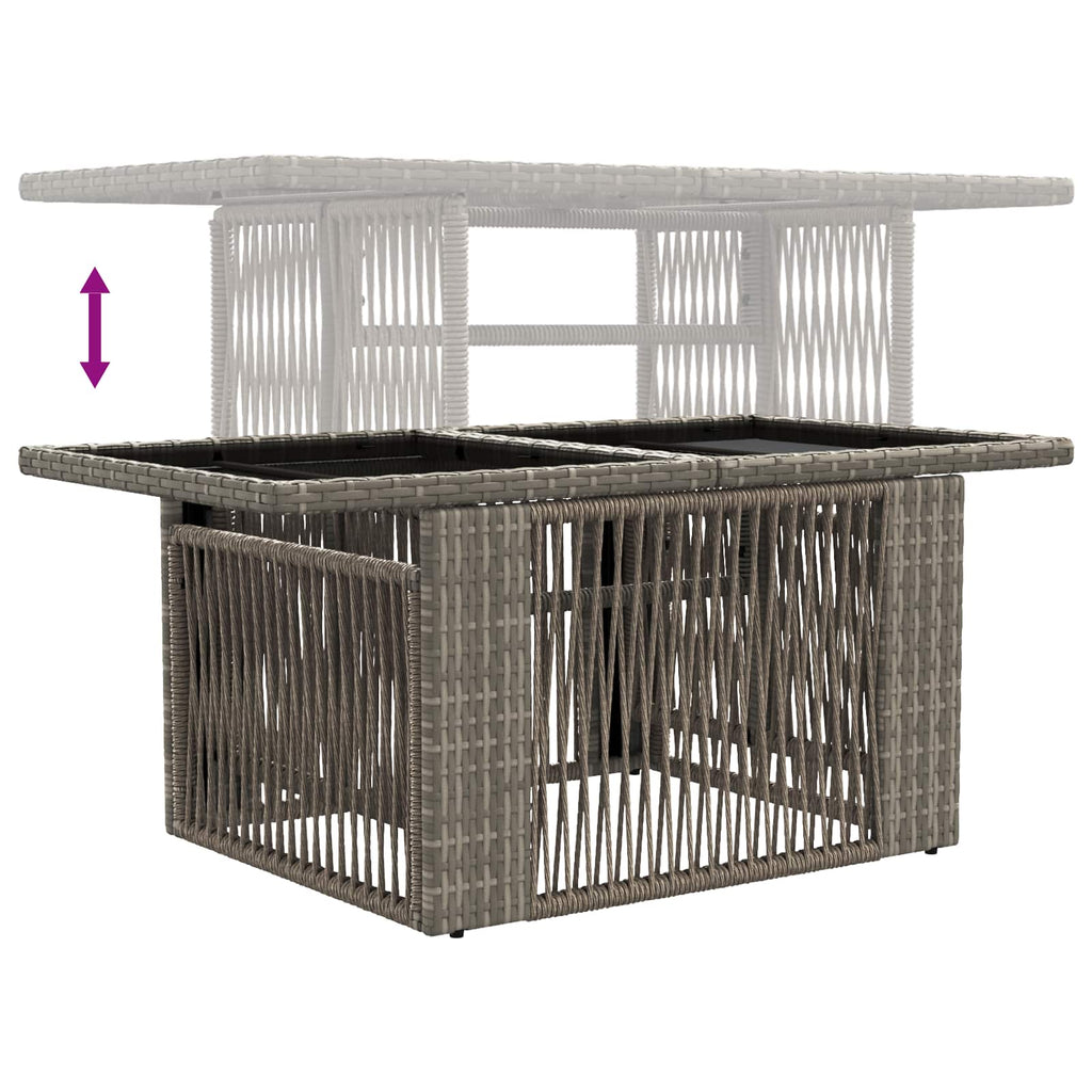 Gartentisch Grau 100 x 55 x 37 cm PE Rattan und Glas