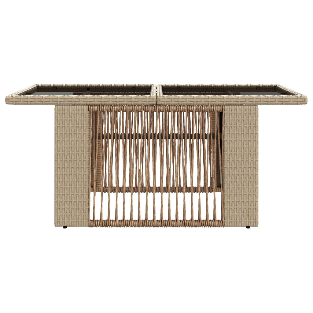 Gartentisch Beige 100 x 55 x 37 cm PE Rattan und Glas