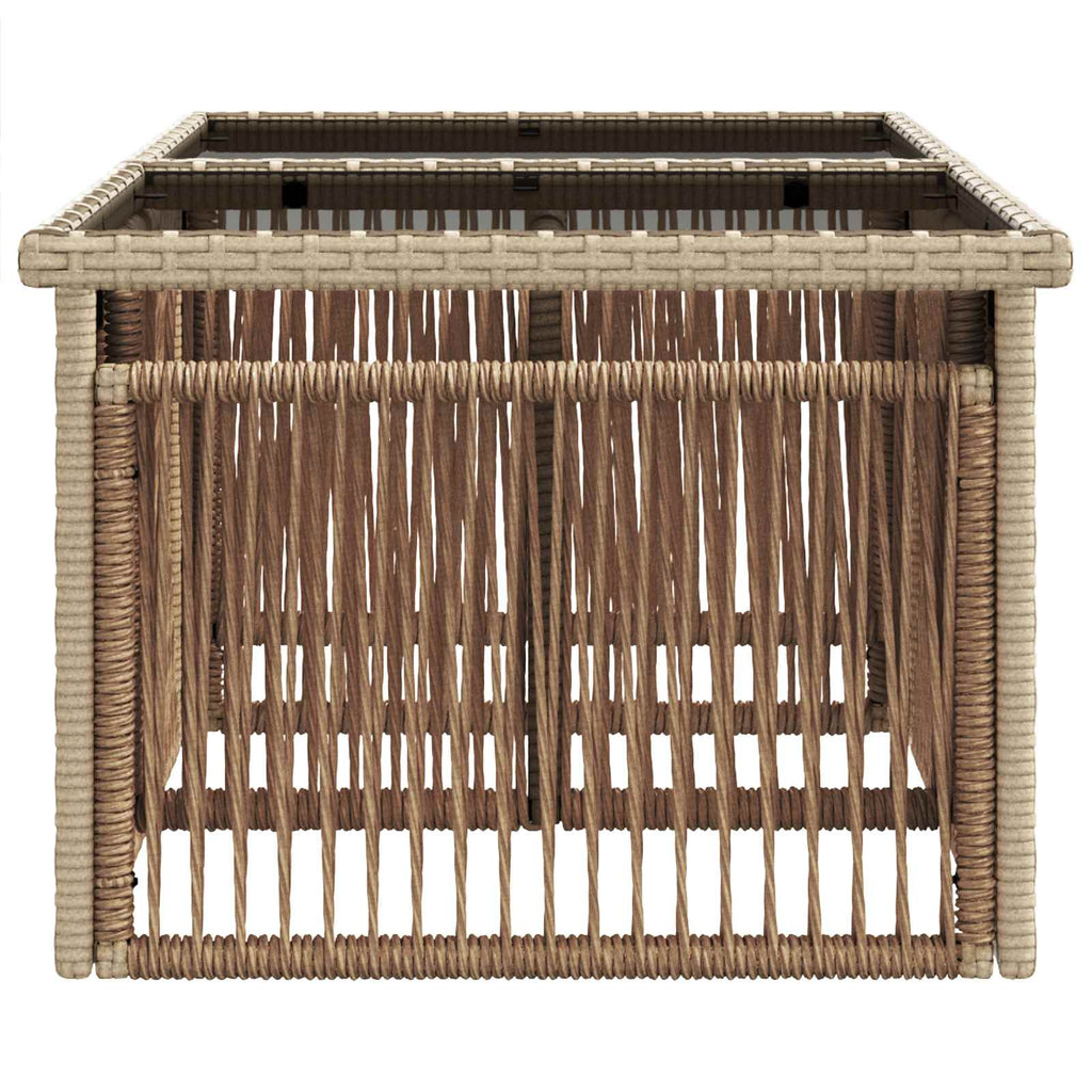 Gartentisch Beige 100 x 55 x 37 cm PE Rattan und Glas