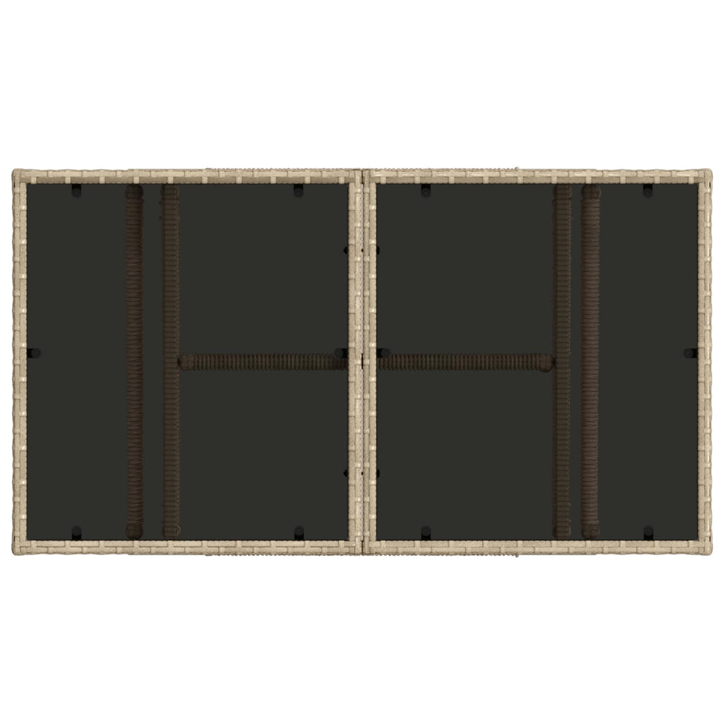 Gartentisch Beige 100 x 55 x 37 cm PE Rattan und Glas