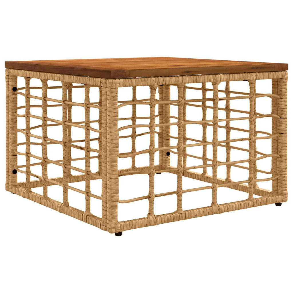 Gartentisch Natur 55 x 55 x 37 cm PE Rattan und Glas