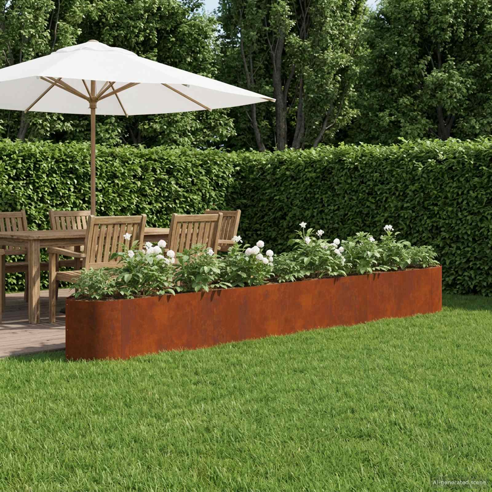 Hochbeet im Garten Wetterfeststahl 380 x 40 x 40 cm Stahl