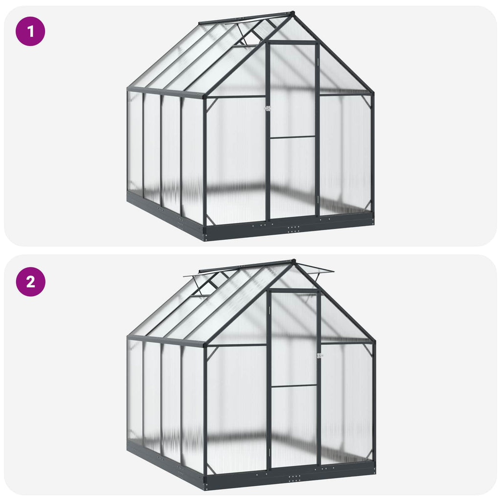 Garten Gewächshaus mit Tür Anthrazit 183,5 x 243,5 x 207 cm