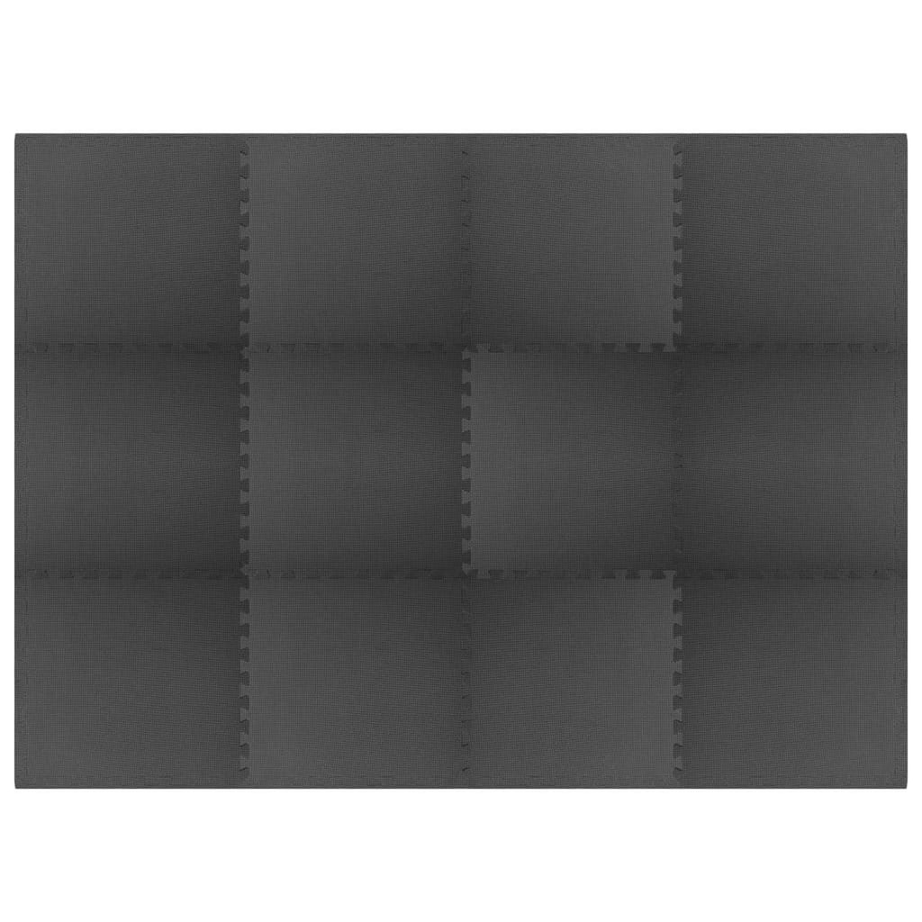 Pool Bodenteppich 12 pcs Schwarz 4,32 ㎡ EVA-Schaum