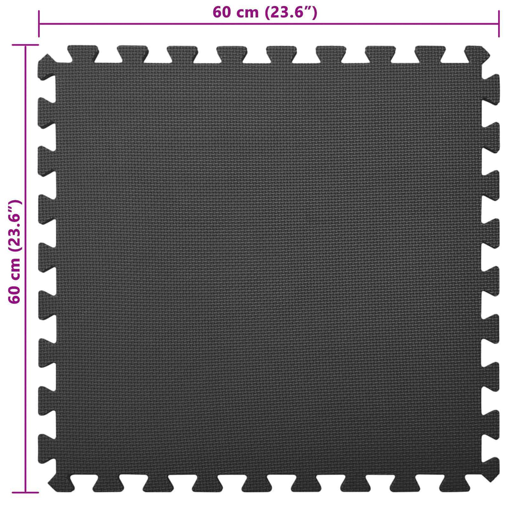 Pool Bodenteppich 12 pcs Schwarz 4,32 ㎡ EVA-Schaum