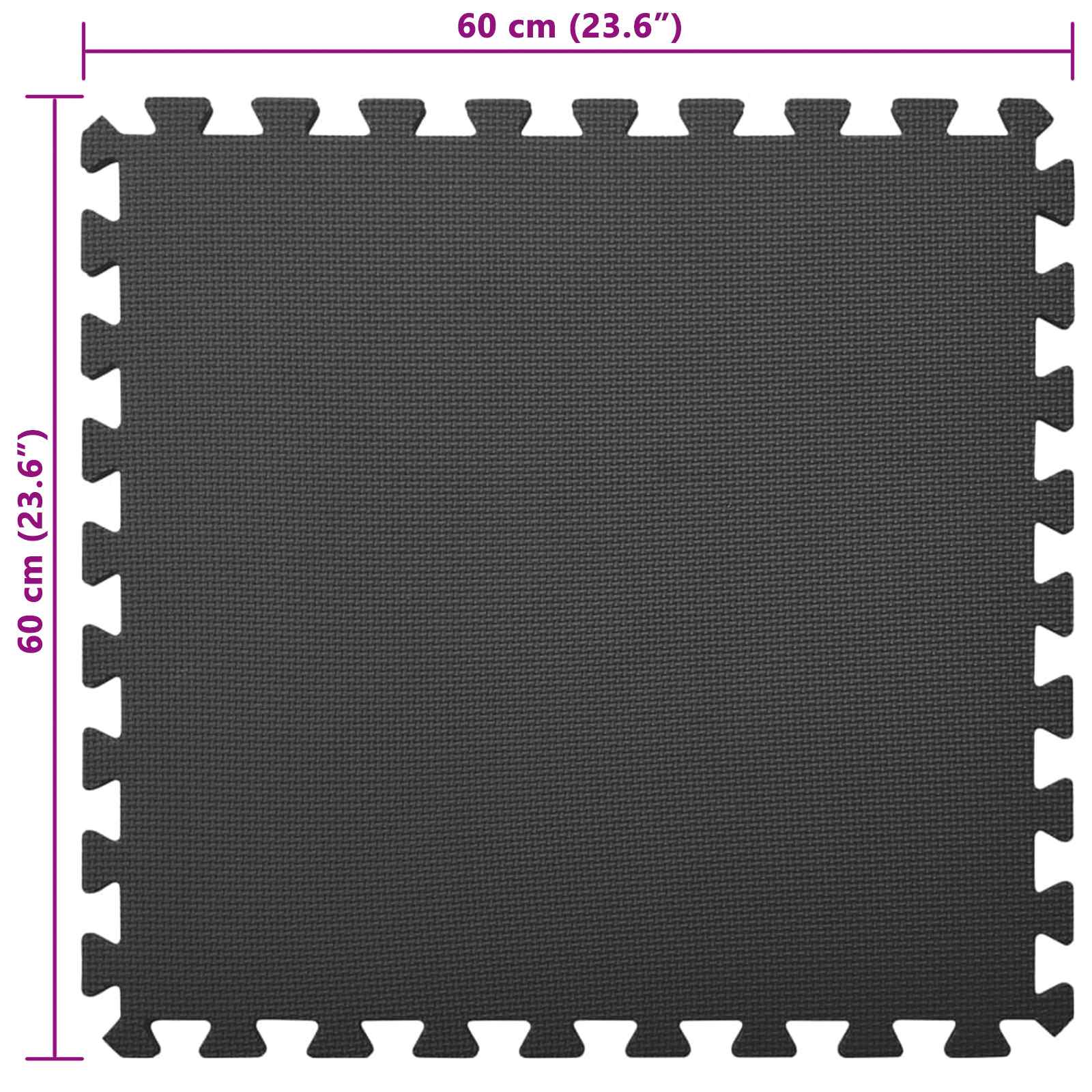 Pool Bodenteppich 12 pcs Schwarz 4,32 ㎡ EVA-Schaum