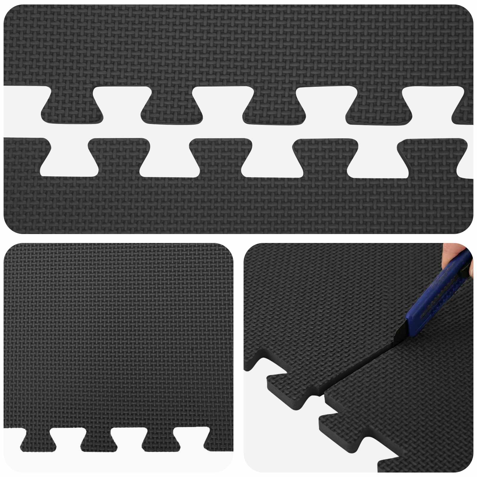 Pool Bodenschutzmatte 50 pcs Schwarz 18 m² EVA-Schaum