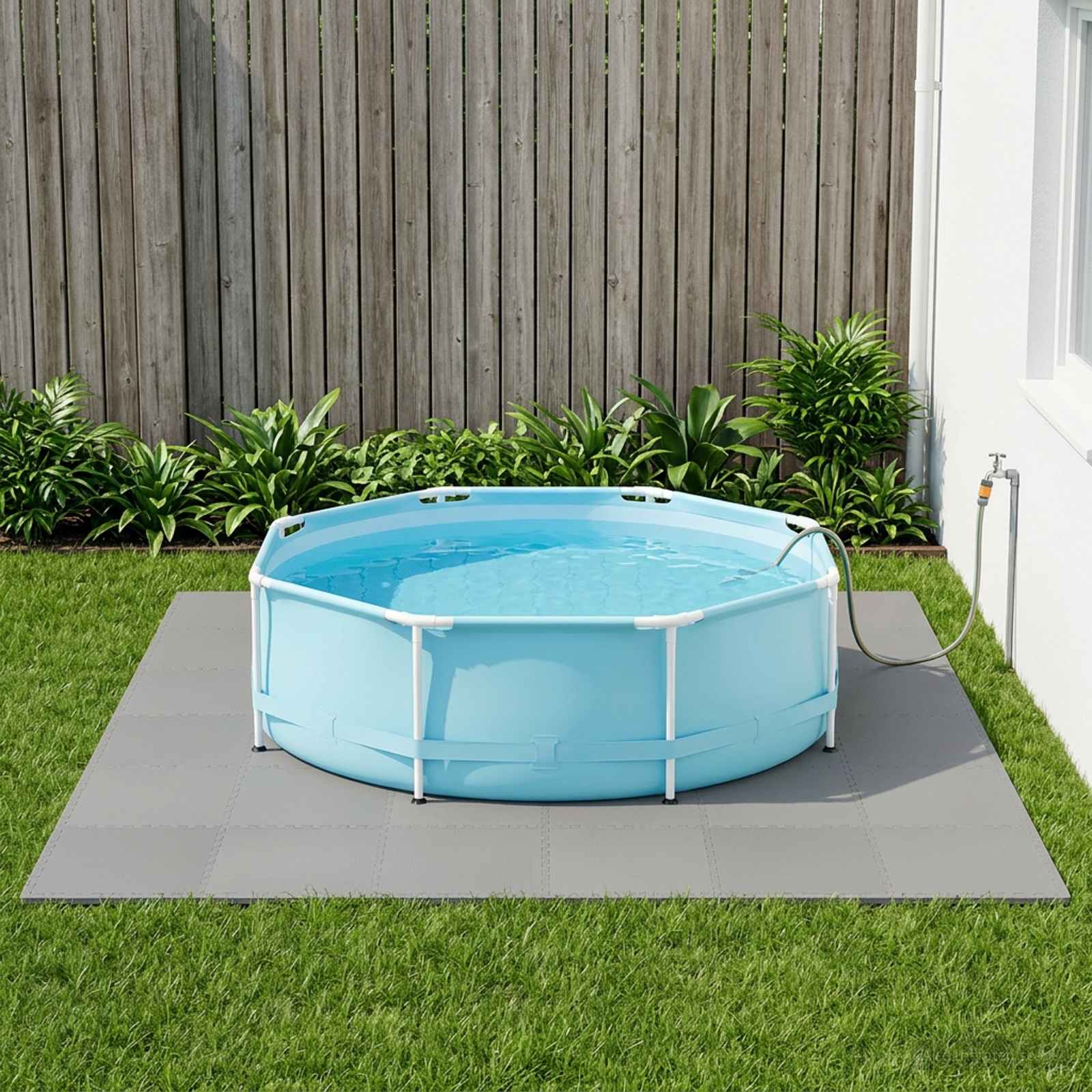 Pool Bodenschutzmatte 24 pcs Grau 8,64 m² EVA-Schaum