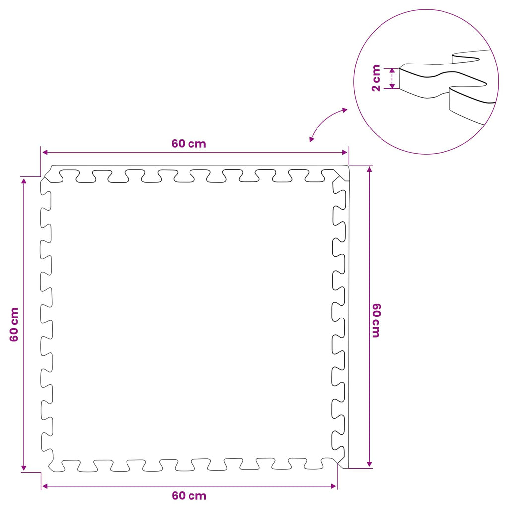 Pool Bodenschutzmatte 24 pcs Grau 8,64 m² EVA-Schaum