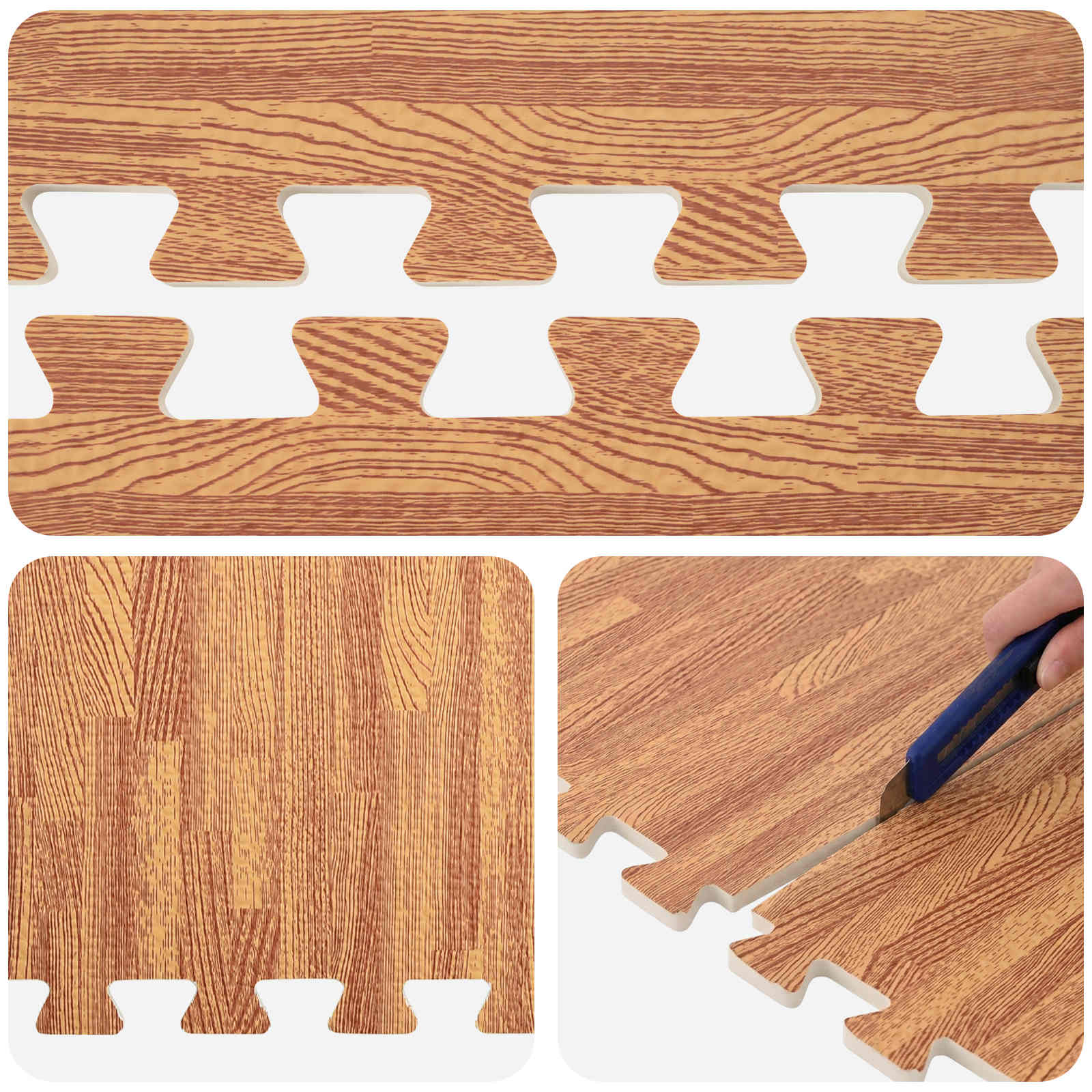 Pool Bodenschutzmatte 24 pcs Holz 8,64 m² EVA-Schaum