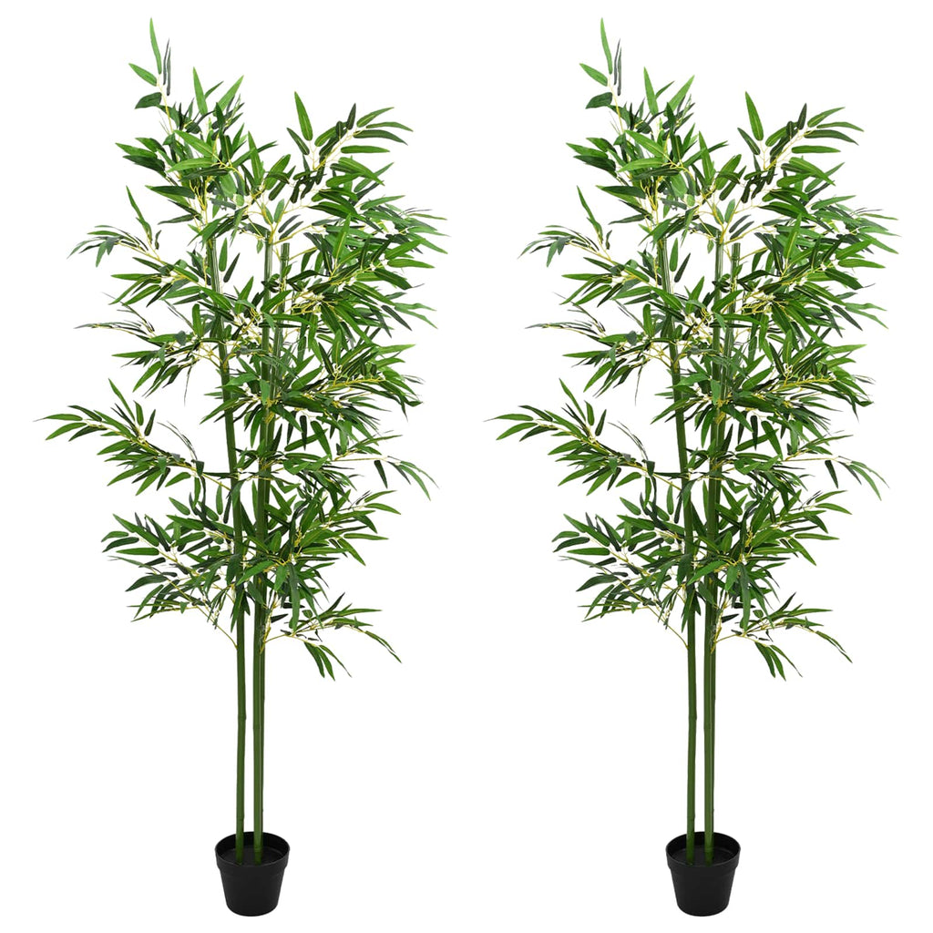 Kunstbambusbaum 2 pcs Grün 60 x 18 x 190 cm Stoff und Bambus