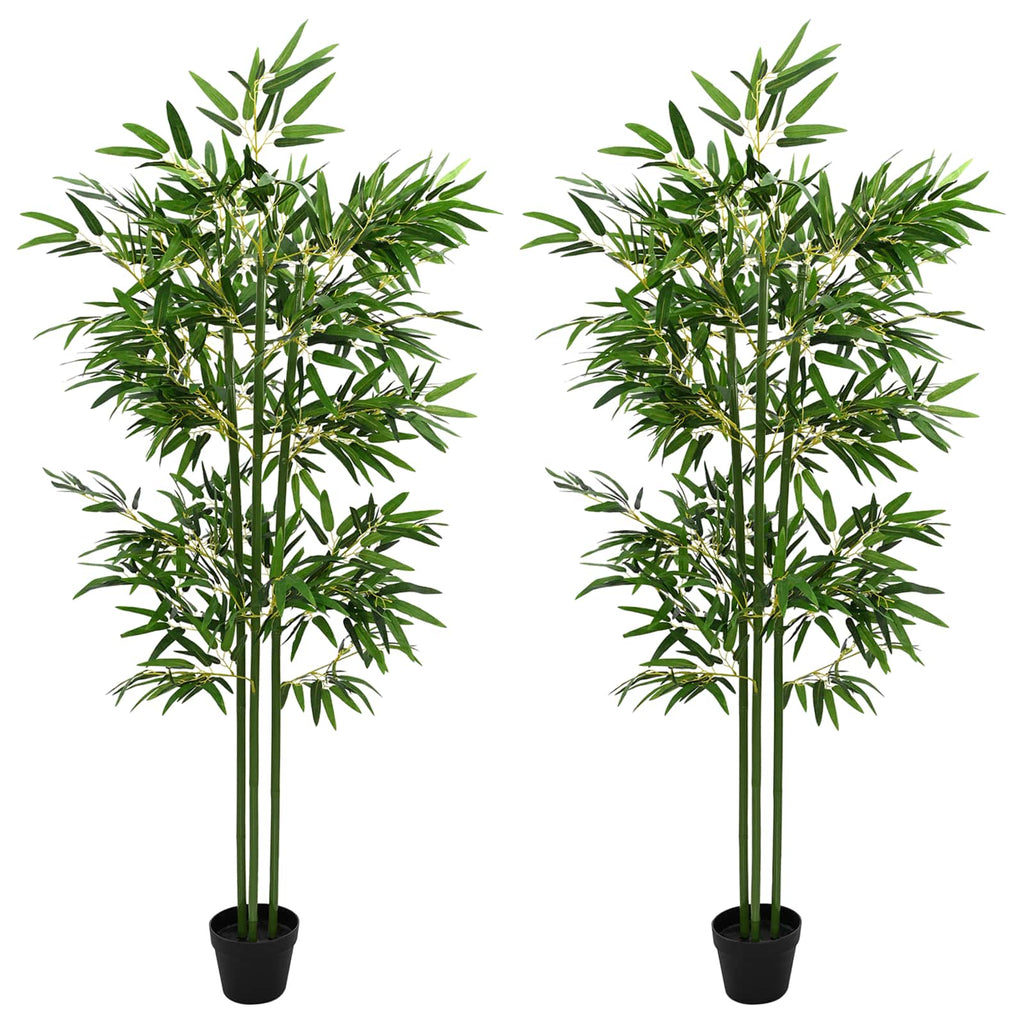 Kunstbambusbaum 2 pcs Grün 45 x 18 x 175 cm Stoff und Bambus