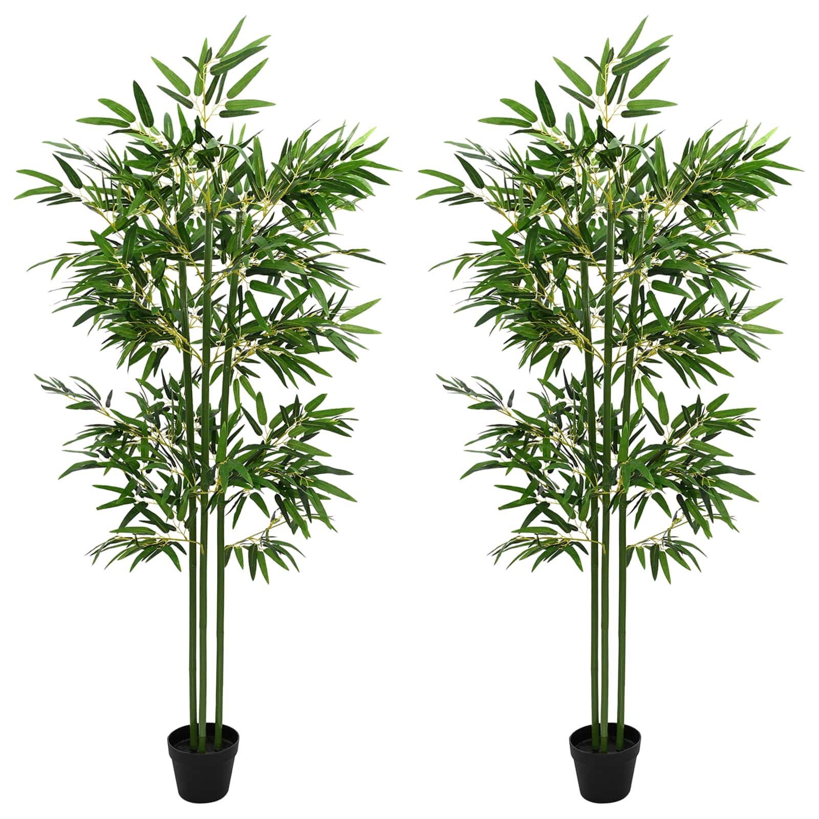 Kunstbambusbaum 2 pcs Grün 45 x 18 x 175 cm Stoff und Bambus