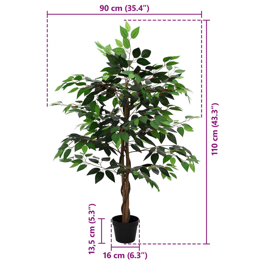 Künstliche Ficus-Pflanze Grün 90 x 16 x 110 cm Stoff und Holz