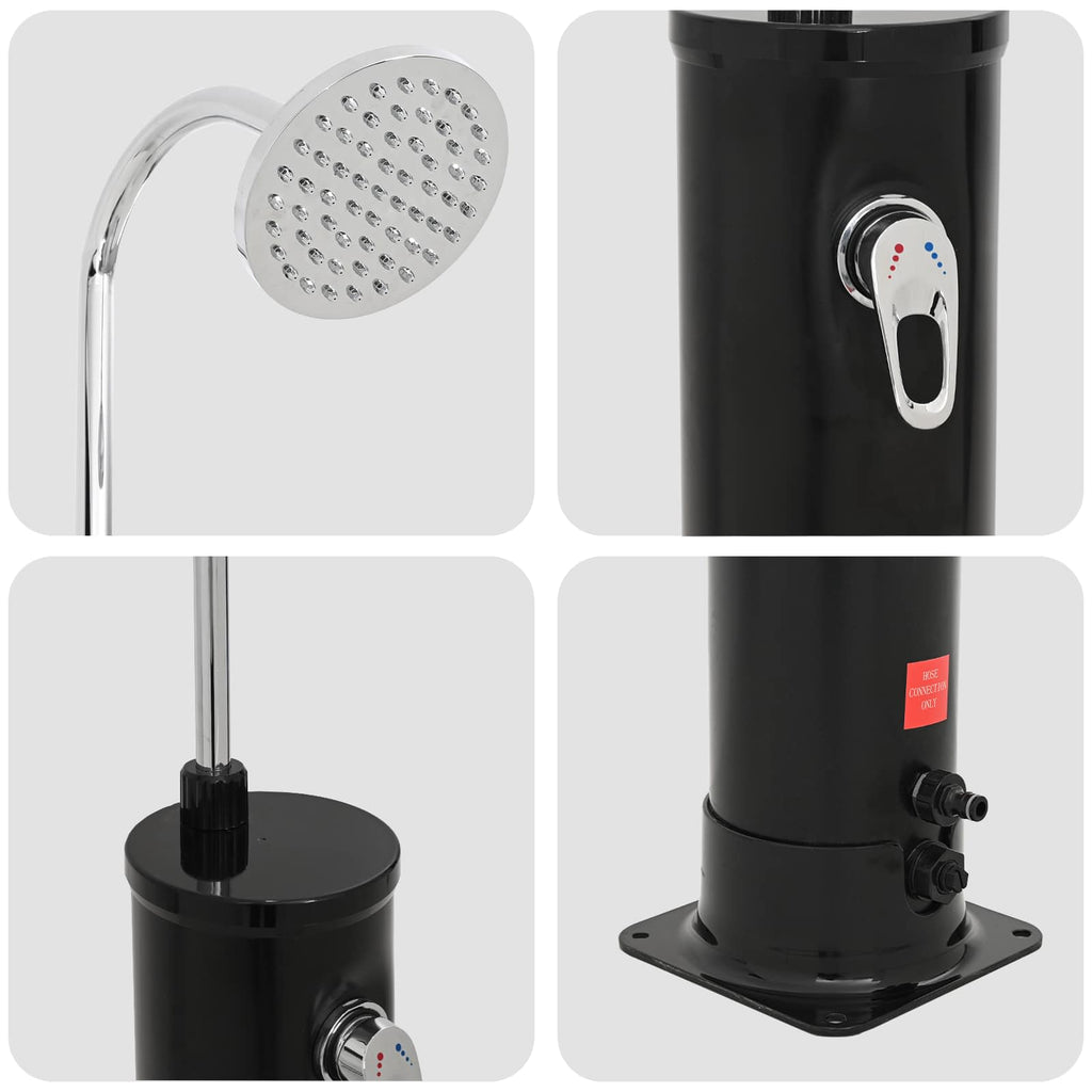 Solardusche mit Duschkopf PVC, ABS, Zinklegierung Schwarz