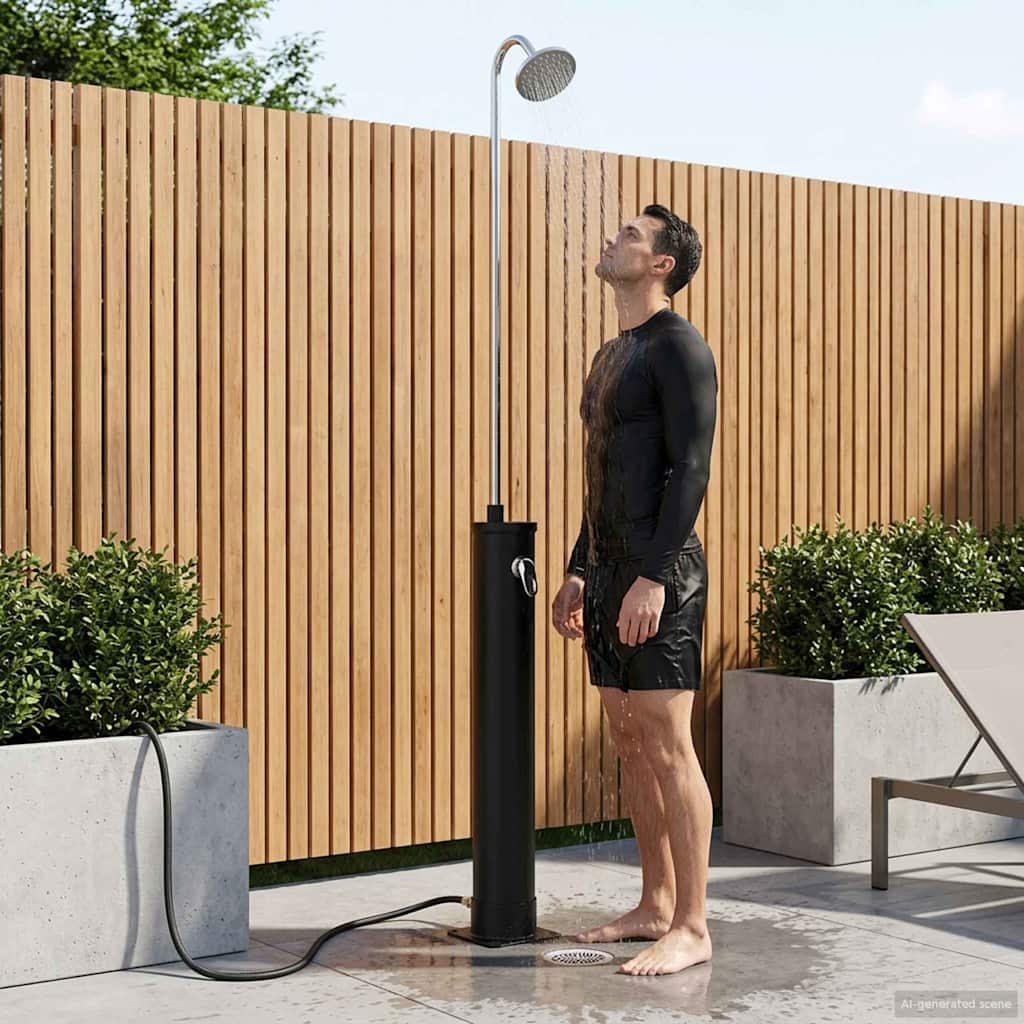 Solardusche mit Duschkopf PVC, ABS, Zinklegierung Schwarz