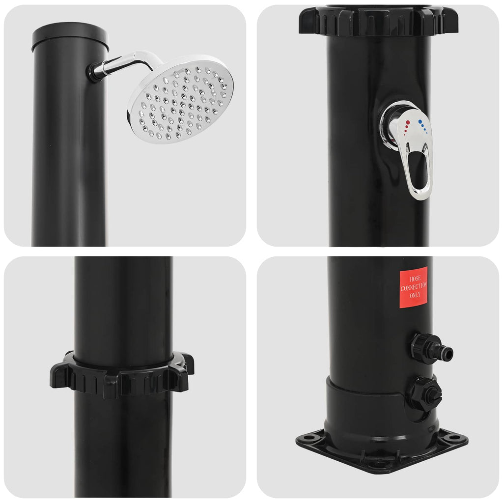 Solardusche mit Duschkopf und Wasserhahn Schwarz
