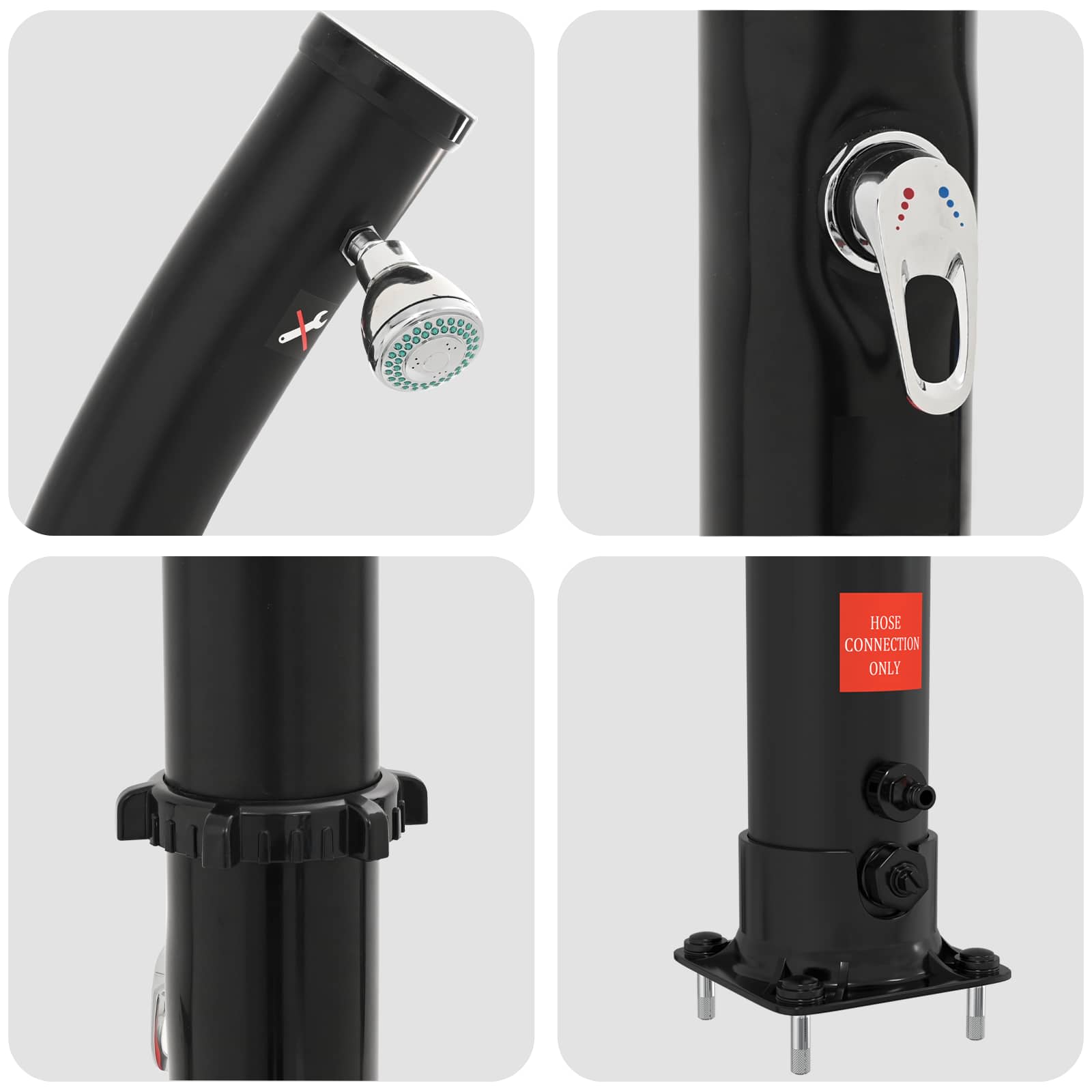 Solar Dusche mit Duschkopf PVC, ABS, Zinklegierung Schwarz