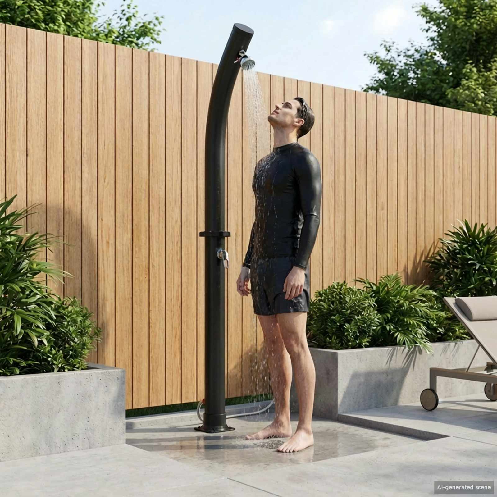 Solar Dusche mit Duschkopf PVC, ABS, Zinklegierung Schwarz