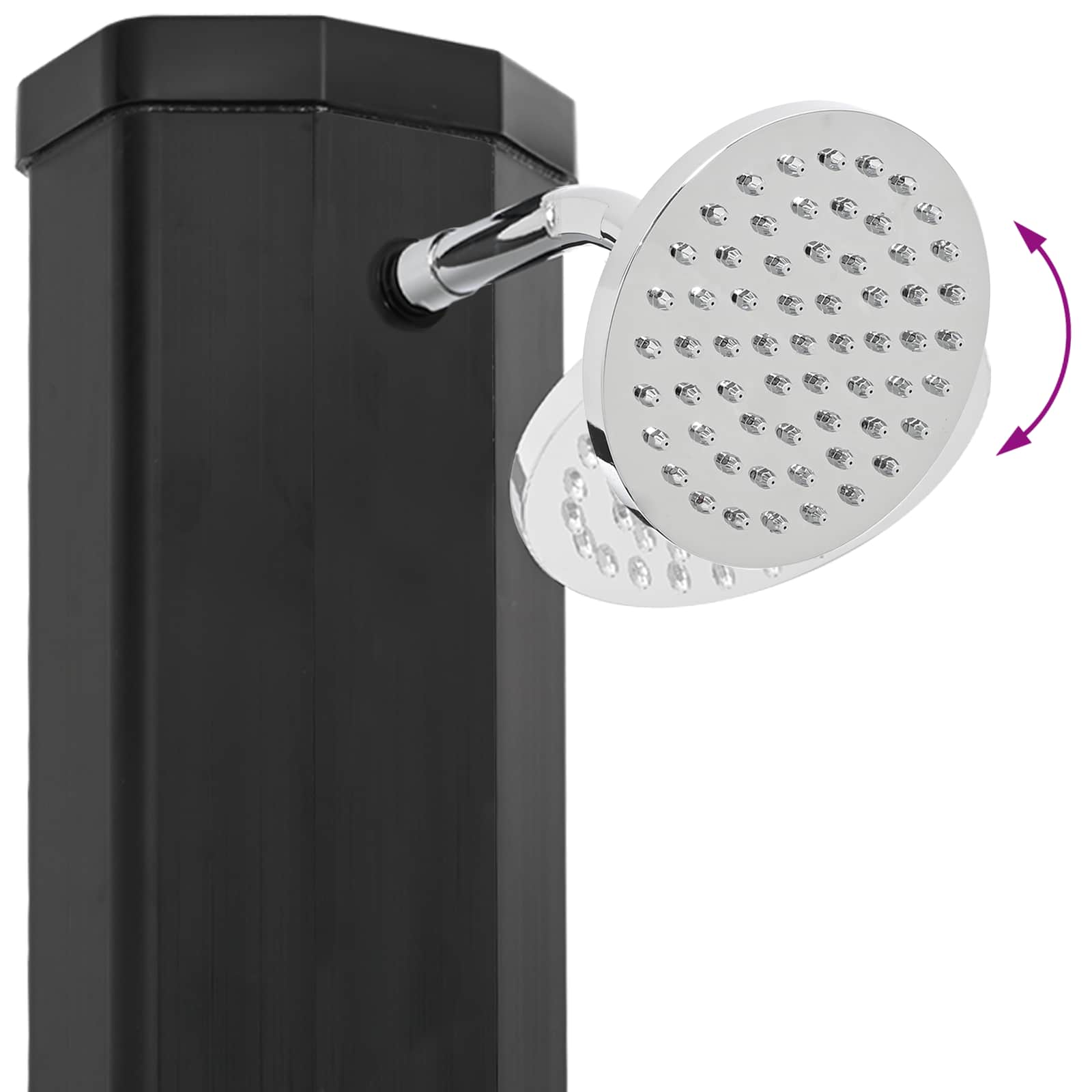 Solardusche mit Duschkopf und Wasserhahn Schwarz