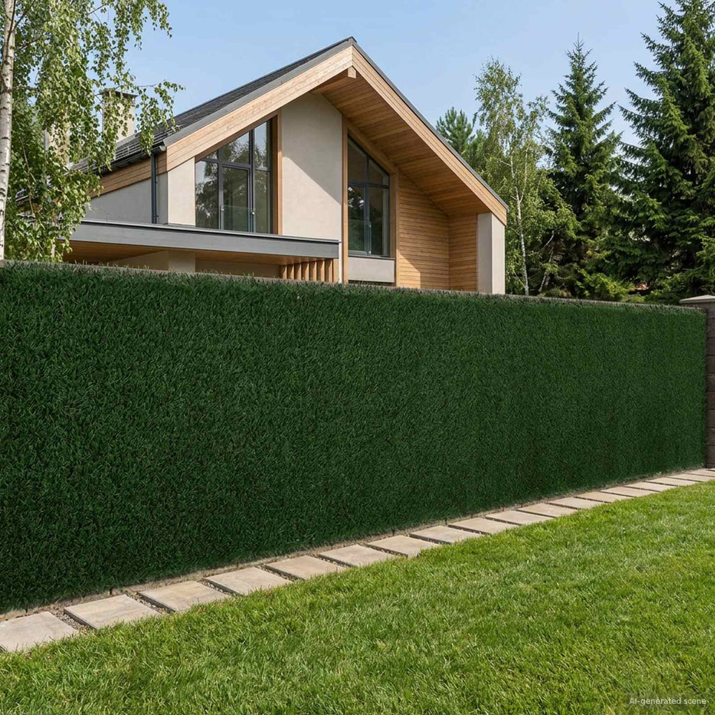 Künstlicher Zaun Dunkelgrün 1 x 4 m PVC und Stahl