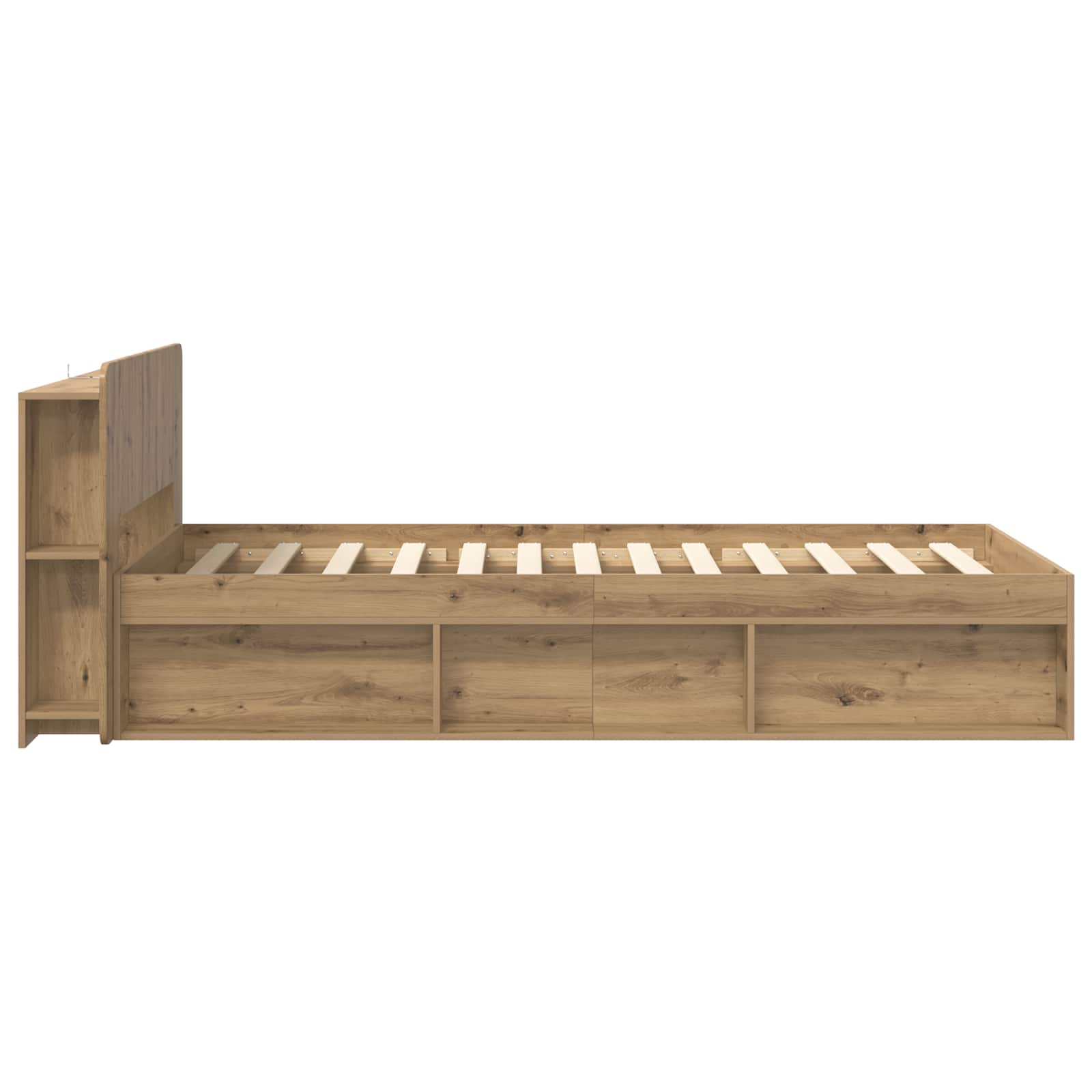 Bettgestell mit Stauraum mit Kopfteil Artisan-Eiche 75 x 190 cm