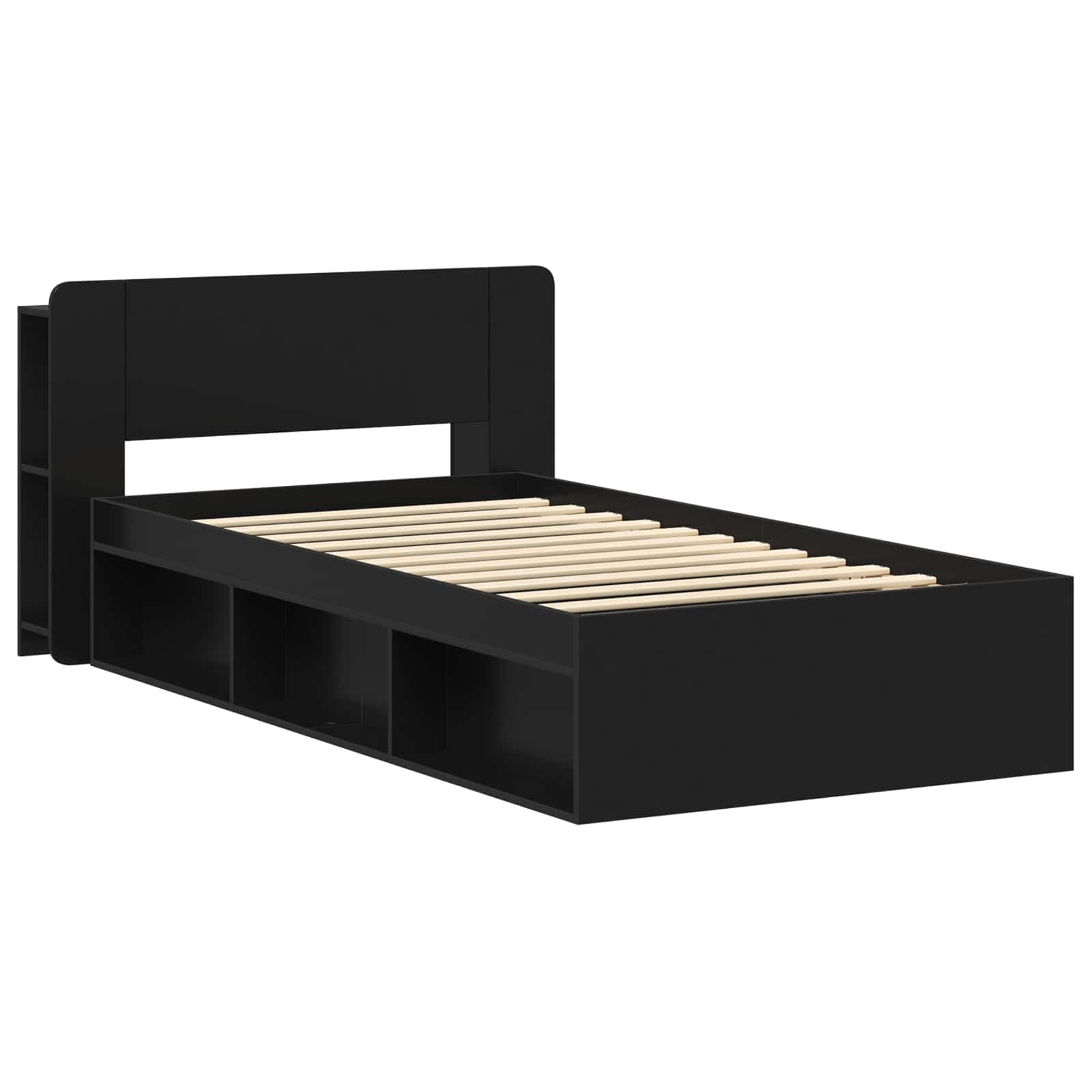 Bettgestell mit Stauraum Schwarz 75 x 190 cm Holzwerkstoff