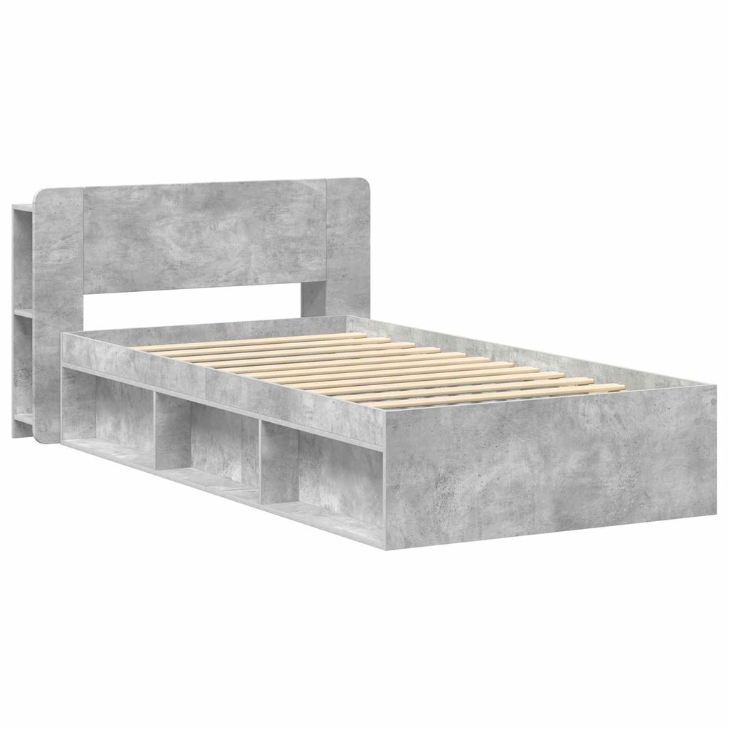 Bettgestell mit Stauraum Betongrau 75 x 190 cm Holzwerkstoff