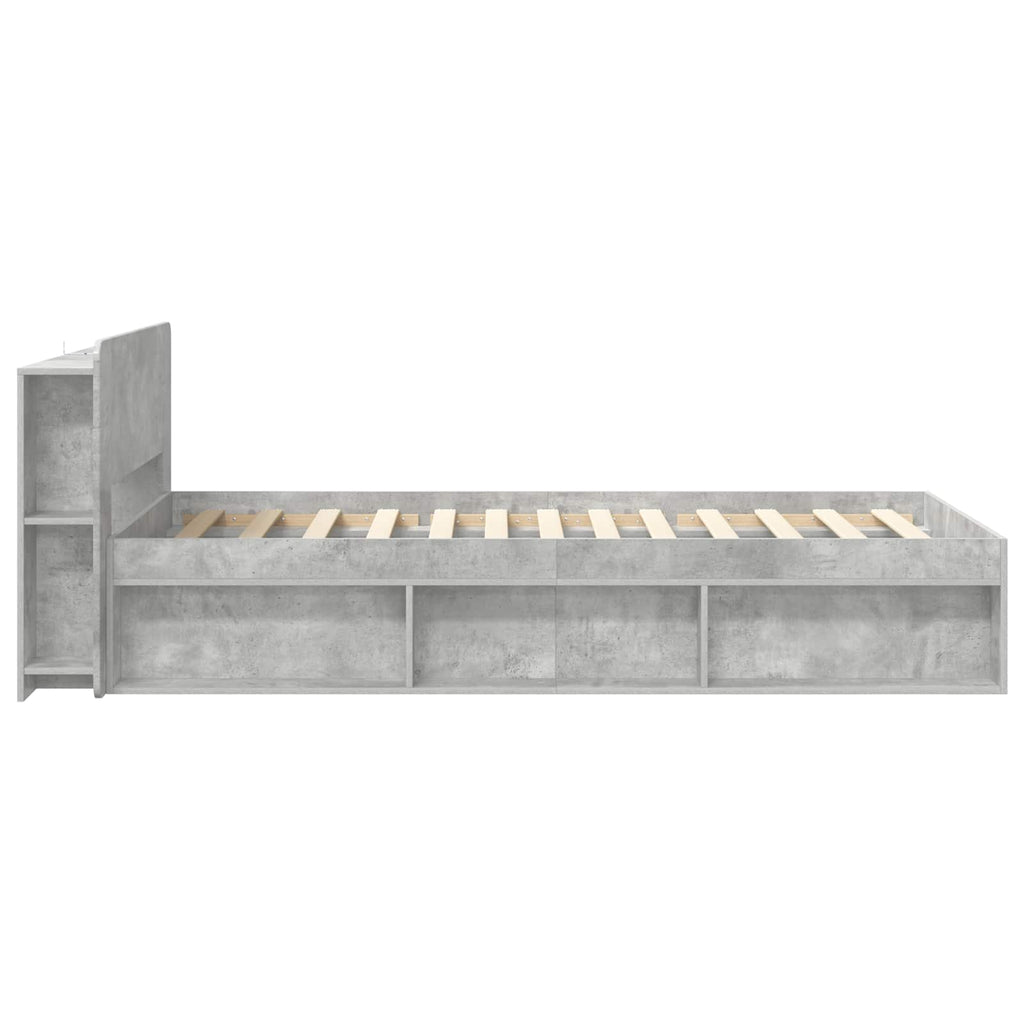 Bettgestell mit Stauraum Betongrau 75 x 190 cm Holzwerkstoff