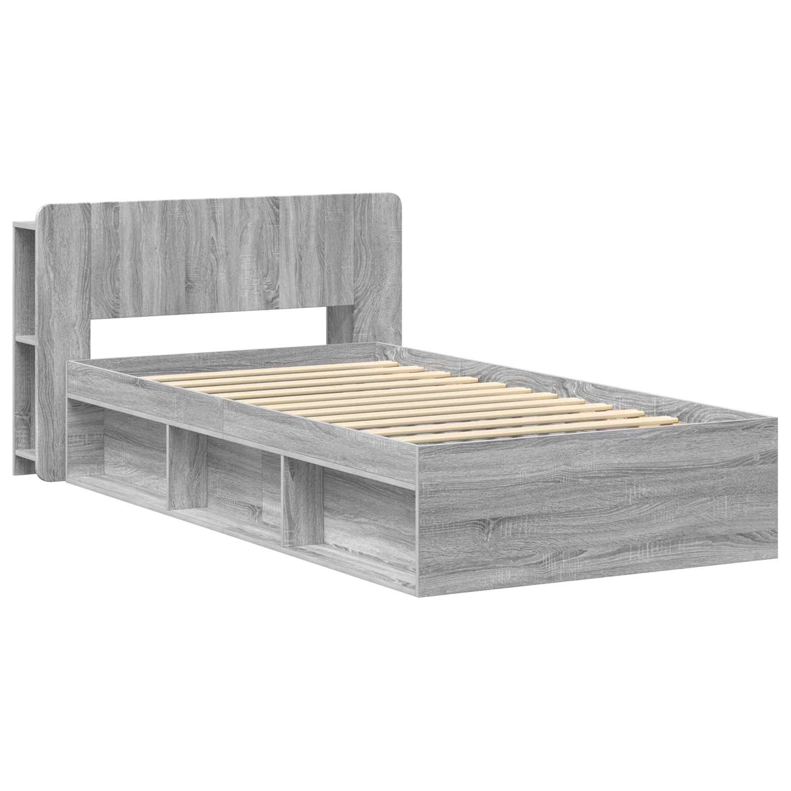 Bettgestell mit Stauraum Grau Sonoma 75 x 190 cm Holzwerkstoff