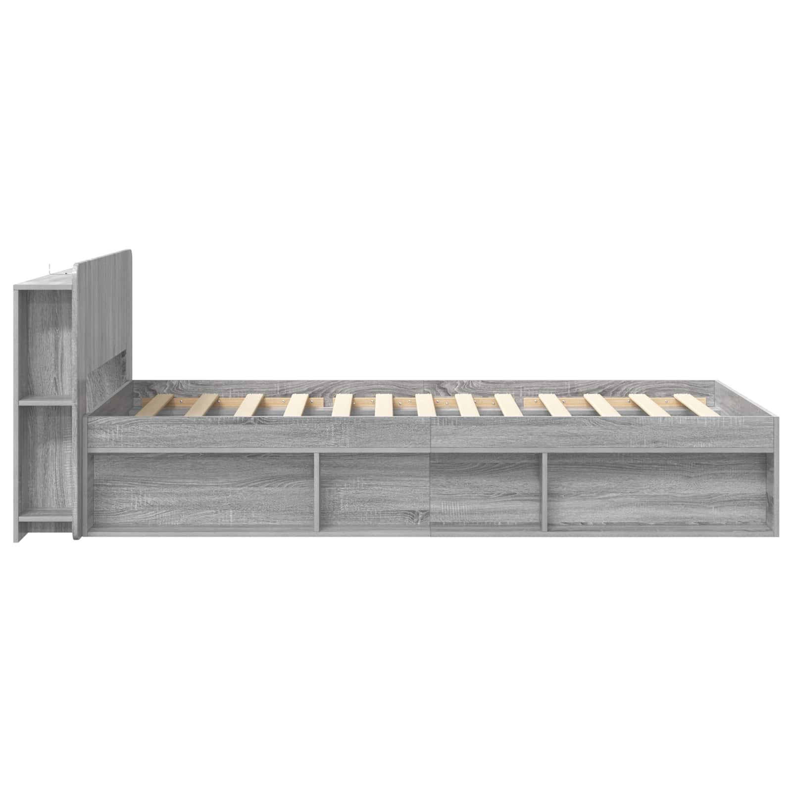 Bettgestell mit Stauraum Grau Sonoma 75 x 190 cm Holzwerkstoff