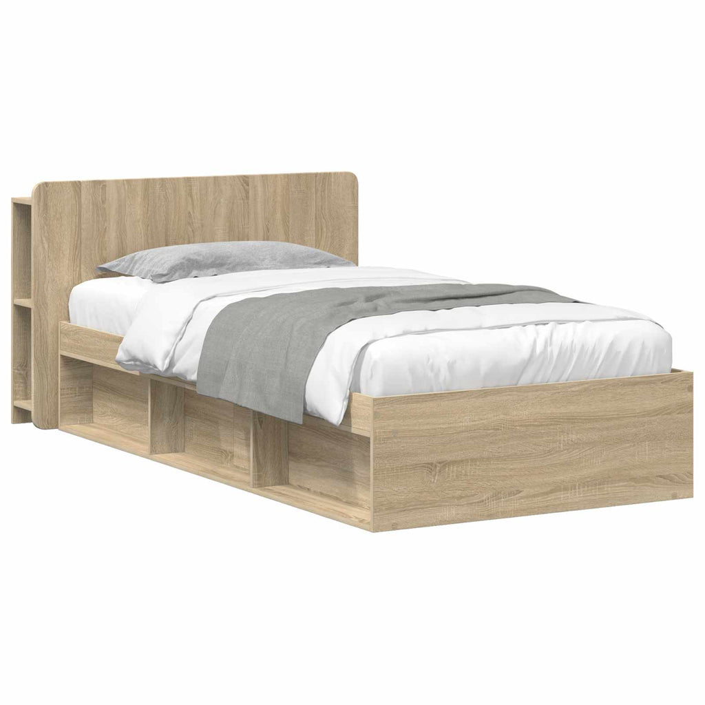Bettgestell mit Stauraum Sonoma-Eiche 75 x 190 cm Holzwerkstoff
