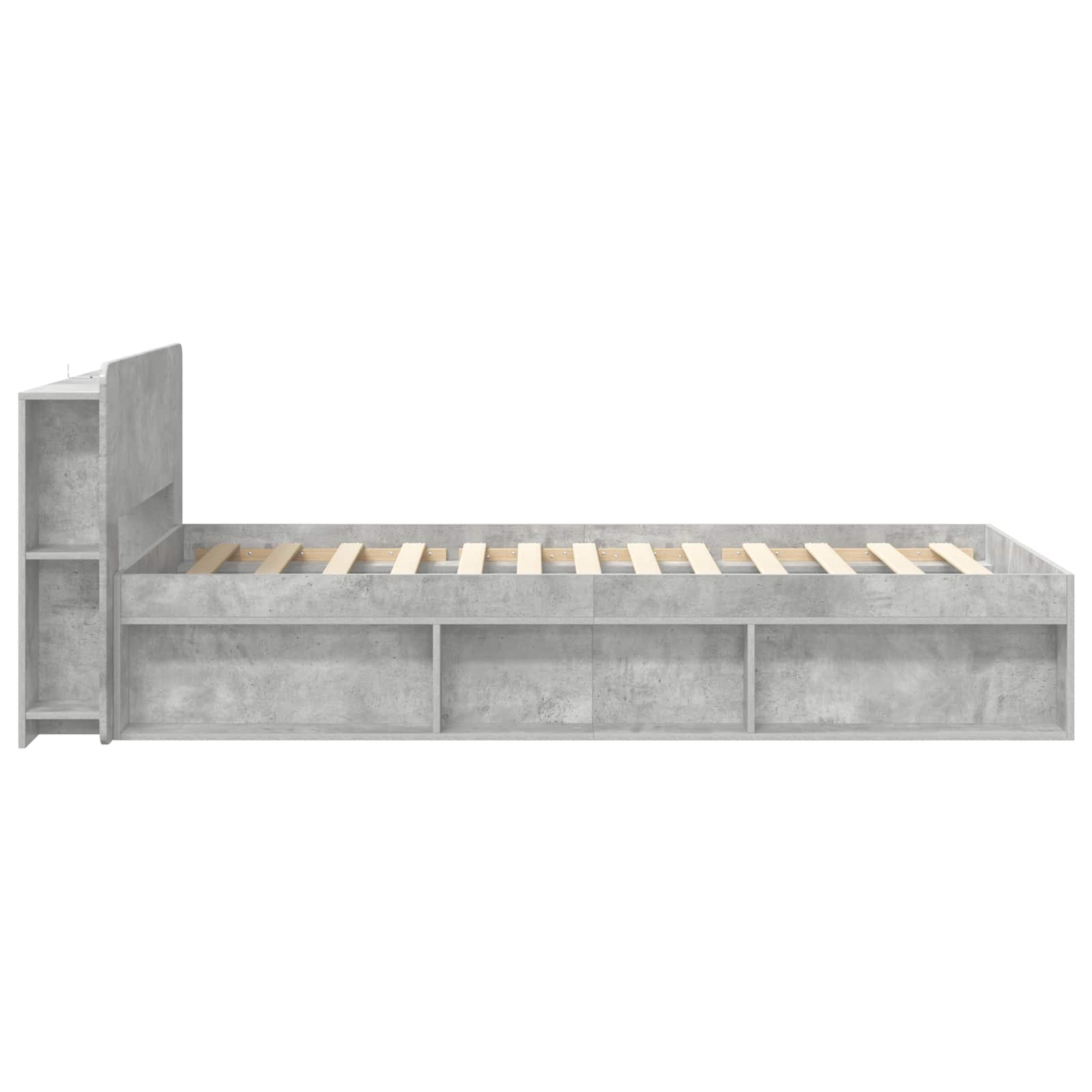 Bettgestell mit Stauraum Betongrau 80 x 200 cm Holzwerkstoff