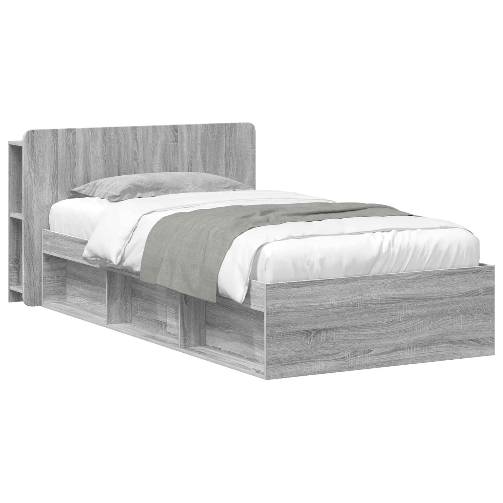 Bettgestell mit Stauraum Grau Sonoma 80 x 200 cm Holzwerkstoff