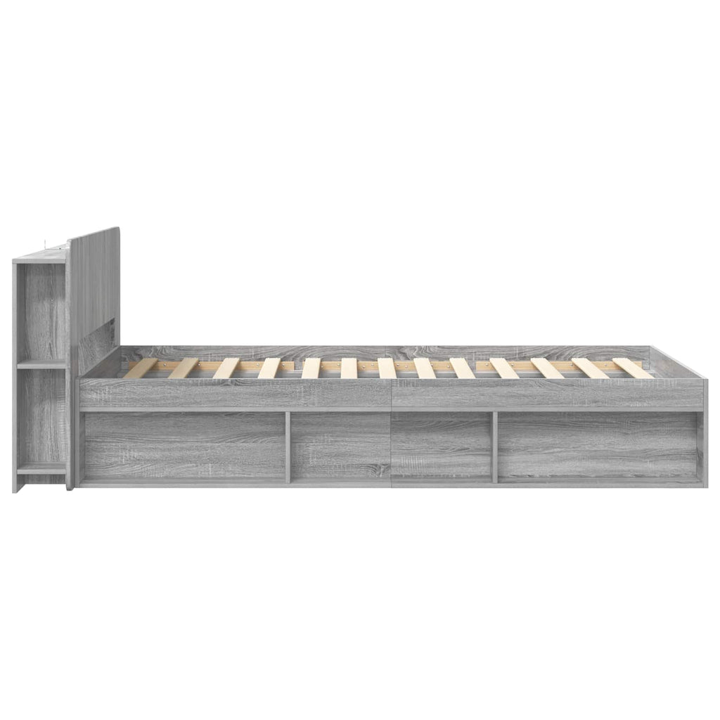 Bettgestell mit Stauraum Grau Sonoma 80 x 200 cm Holzwerkstoff
