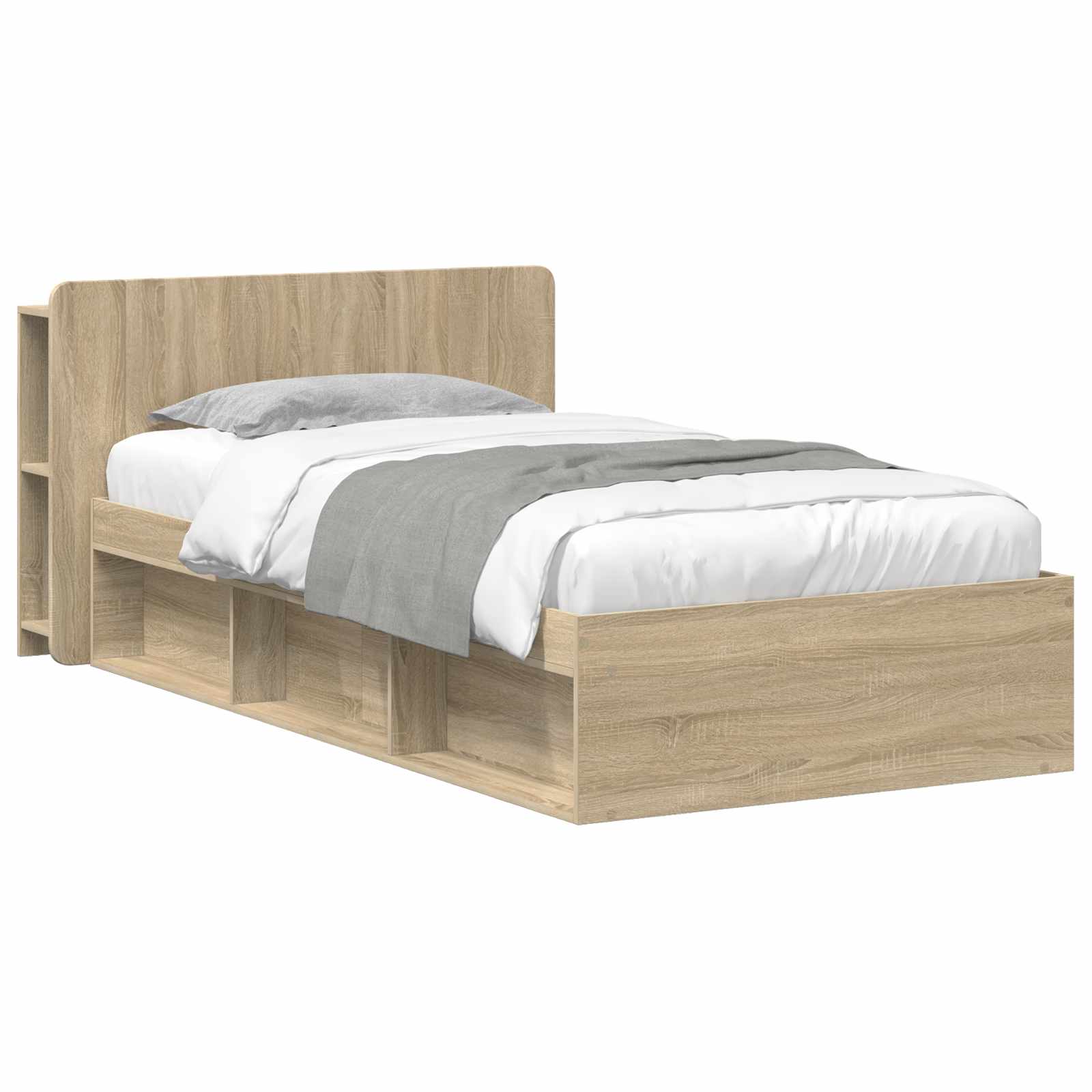 Bettgestell mit Stauraum Sonoma-Eiche 90 x 190 cm Holzwerkstoff